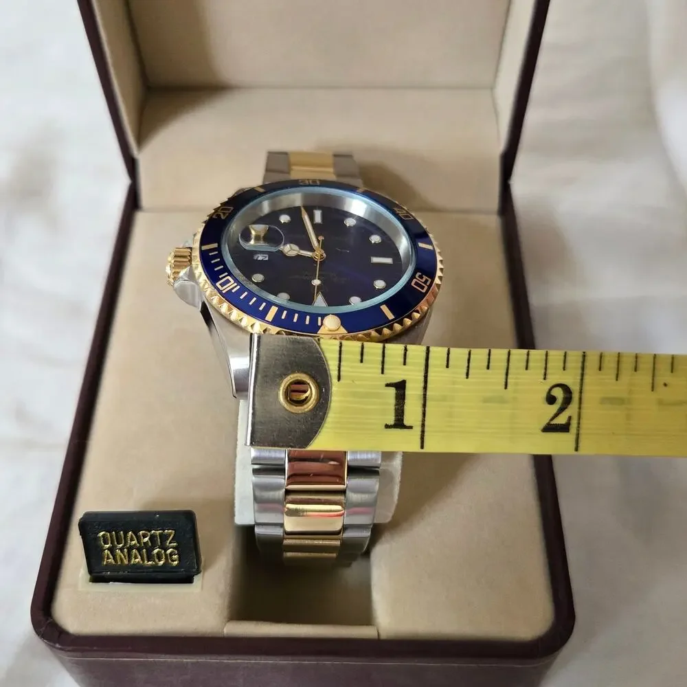 Vtg Jules Jürgensen Sea Diver Blue Bezel Two-Toned Band Date Indicator 7801NU